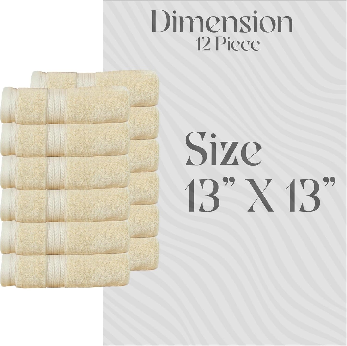 Elegance Essentials 550GSM Cotton Wash Cloths - Super Absorbent, Set of 12 | 13"x13", Yellow