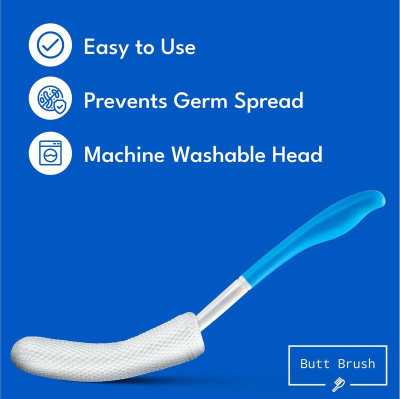 The Butt Brush - Dedicated Shower Brush - Best Bidet Alternative - Long Ergonomic Handle - April 2026 Edition - Prevents Germ Spread - Gift Box Included