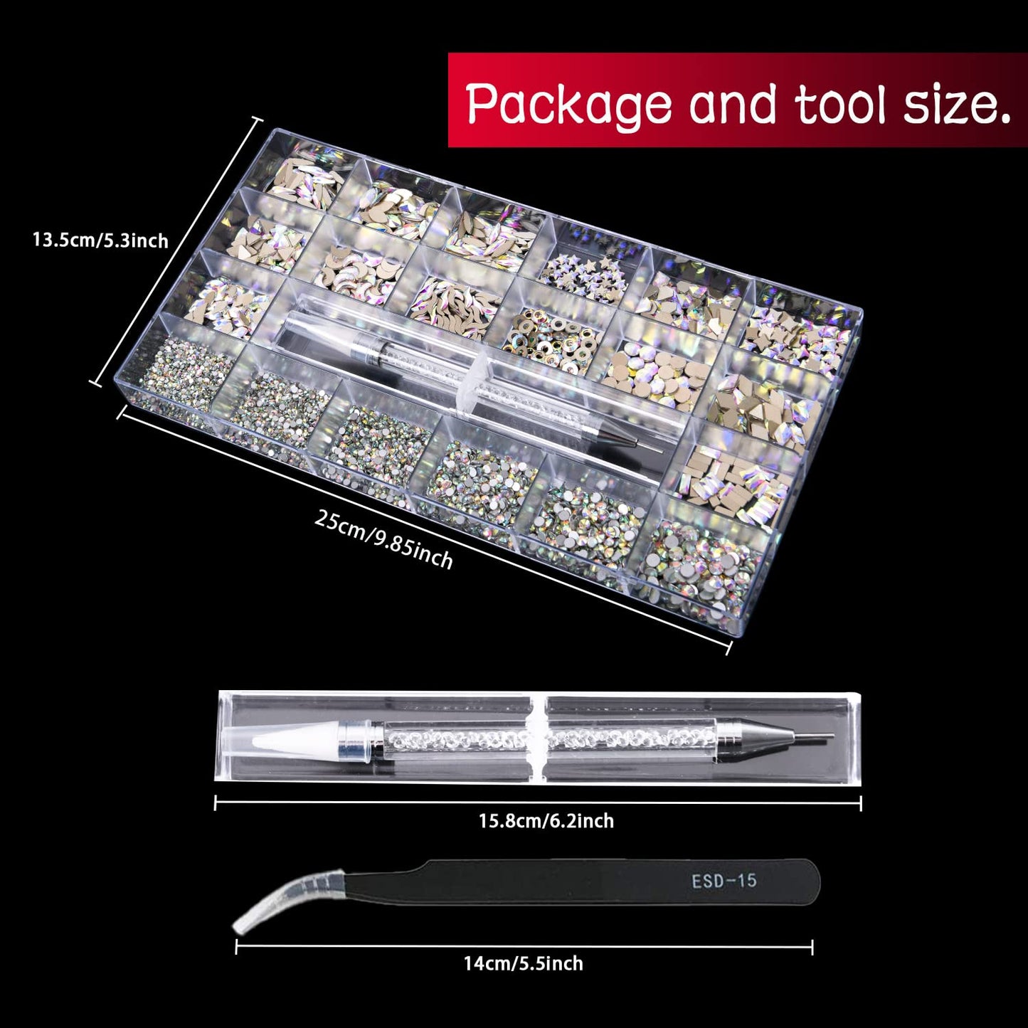 4180 Pcs Crystal Flatback Rhinestones Gems Nail Kit for Nail Art,Crafts,Clothes Shoes Decorations Jewelry (700 Diamonds + 3480 Flat Rhinestones, with Rhinestones Pen), Green