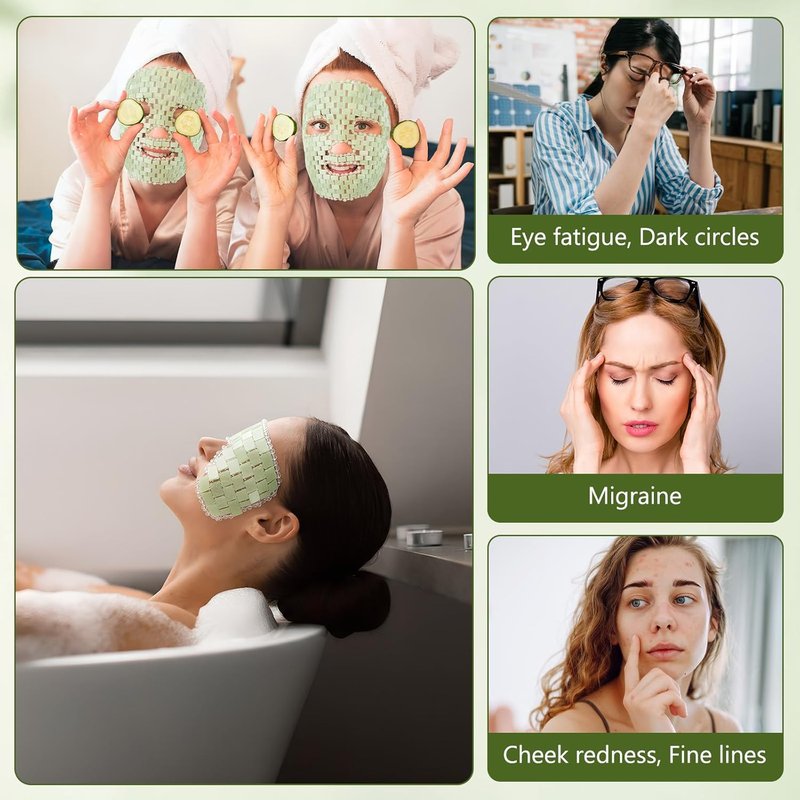 Jade Eye Mask Set - 4 Pcs Cooling Facial Massage Tools for Puffy Eyes | Light Green Jade Stone