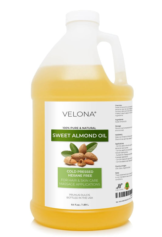 velona Sweet Almond Oil - 64 Fl Oz | 100% Pure and Natural Carrier Oil |Cold Pressed | Skin, Hair, Body & Face Moisturizing | Use Today - Enjoy Results…