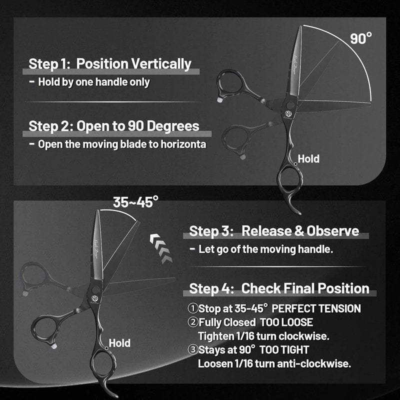 Purple Dragon Hair Cutting Shears Set - Professional 440C Barber Thinning Scissors | Black, 6 Inch