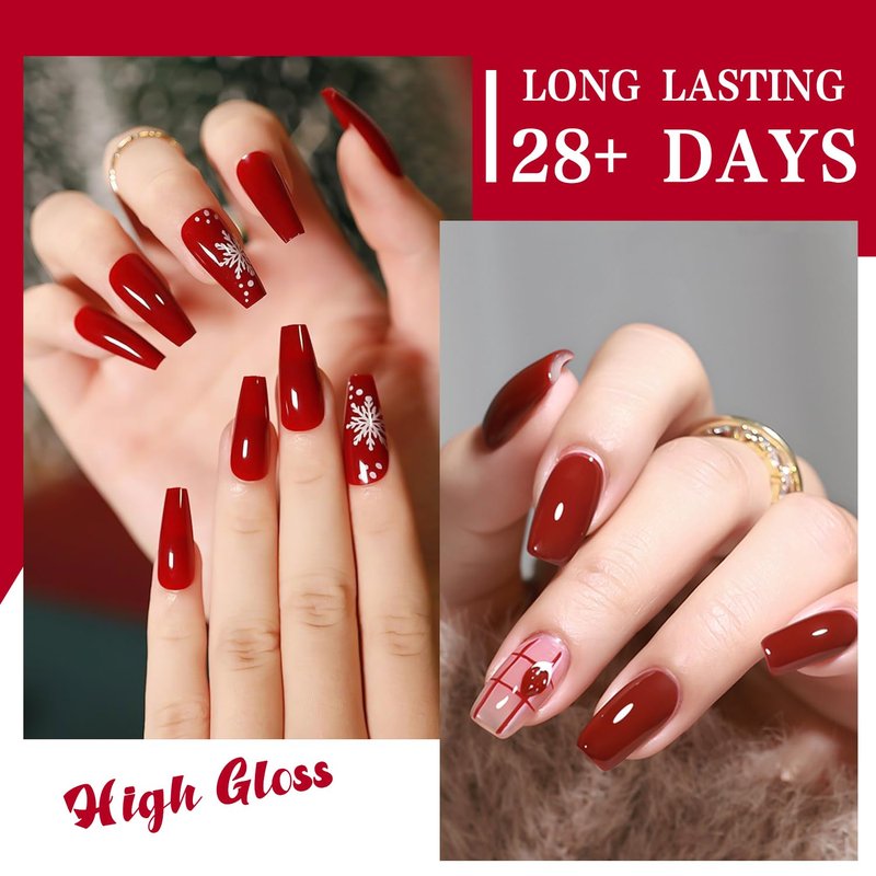 JR 9pcs 15ml Deep Red Burgundy Gel Polish Set Crimson Soak Off Polish Dark Cherry Gel Polish Colors For Nail Salon Gift Red
