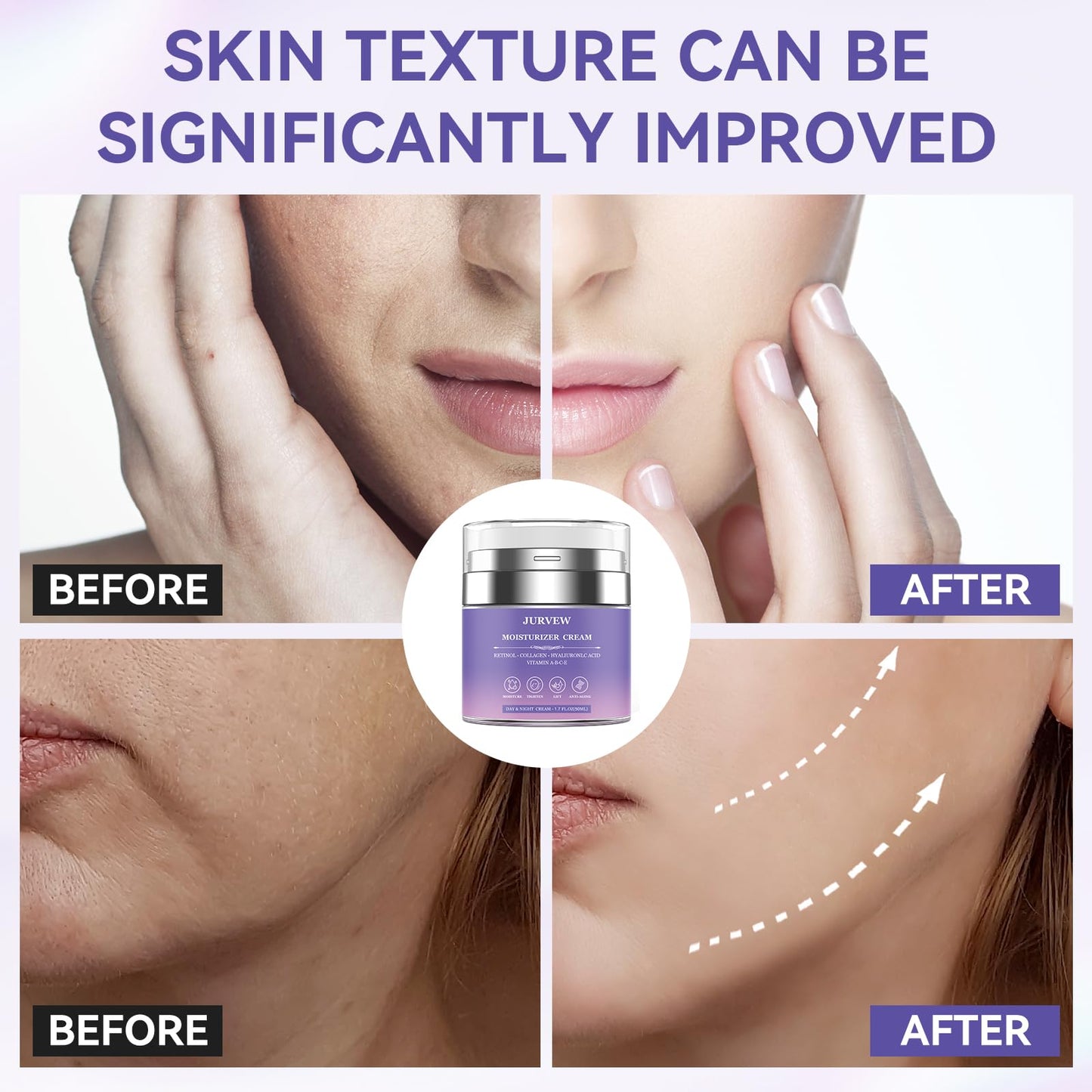 Face Moisturizer Retinol Cream, Neck Collagen Cream for Tightening Skin, Anti Aging Day & Night Deep Facial Moisturizer for Women & Men, Tighten and Lift Wrinkle