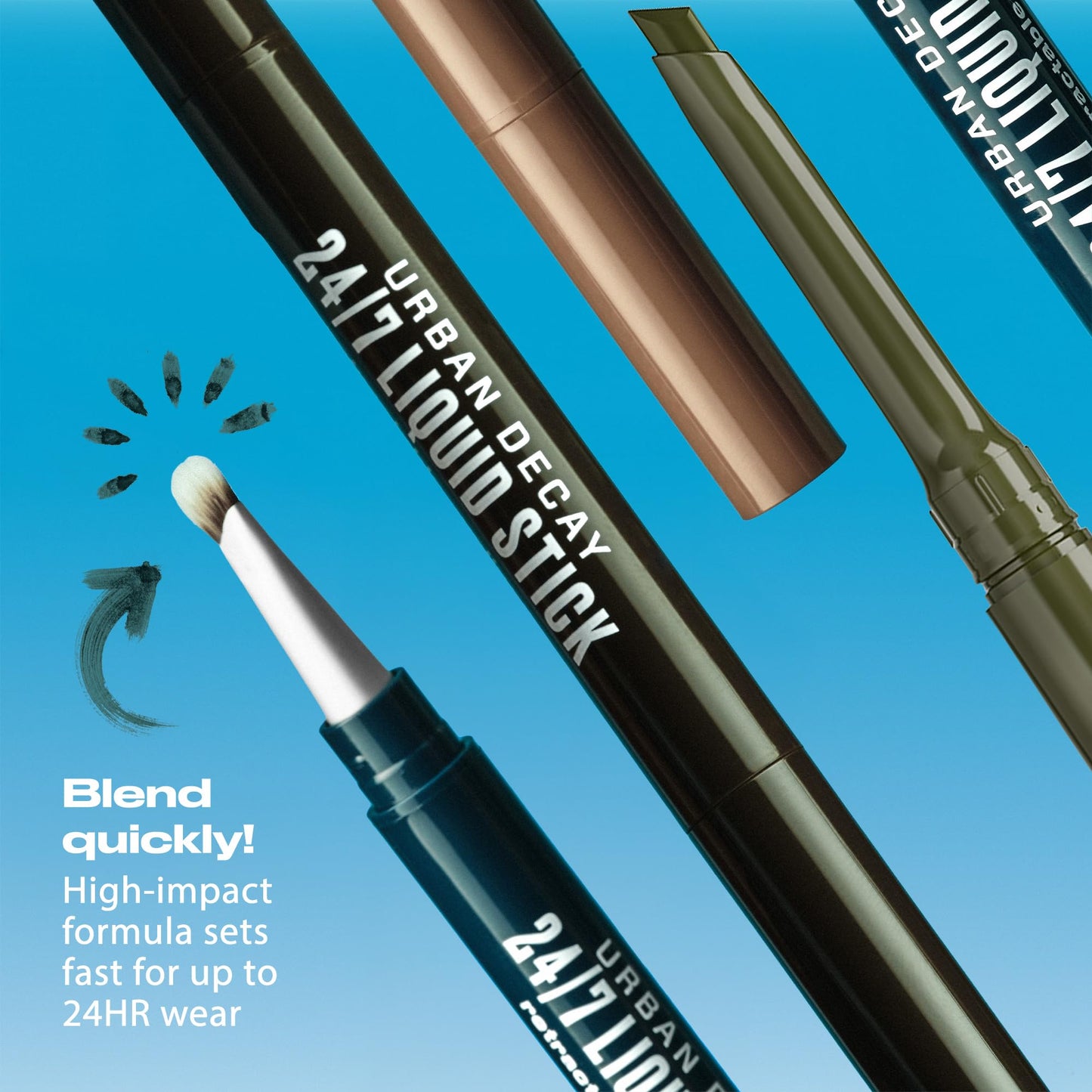 Urban Decay 24/7 Liquid Stick Waterproof Eyeliner - Smudge-Proof, Transfer-Proof, Up to 24HR Wear, Dual-Ended Retractable Gel Liner with Blending Eye Brush - Solar Flick (duochrome copper brown)