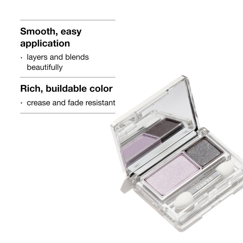 Clinique All About Shadow Duo Eye Shadow Makeup | Safe For Sensitive Eyes | Buildable + Long-Wearing Color | Smooth, Easy Application, Beach Plum, 0.05 Ounce