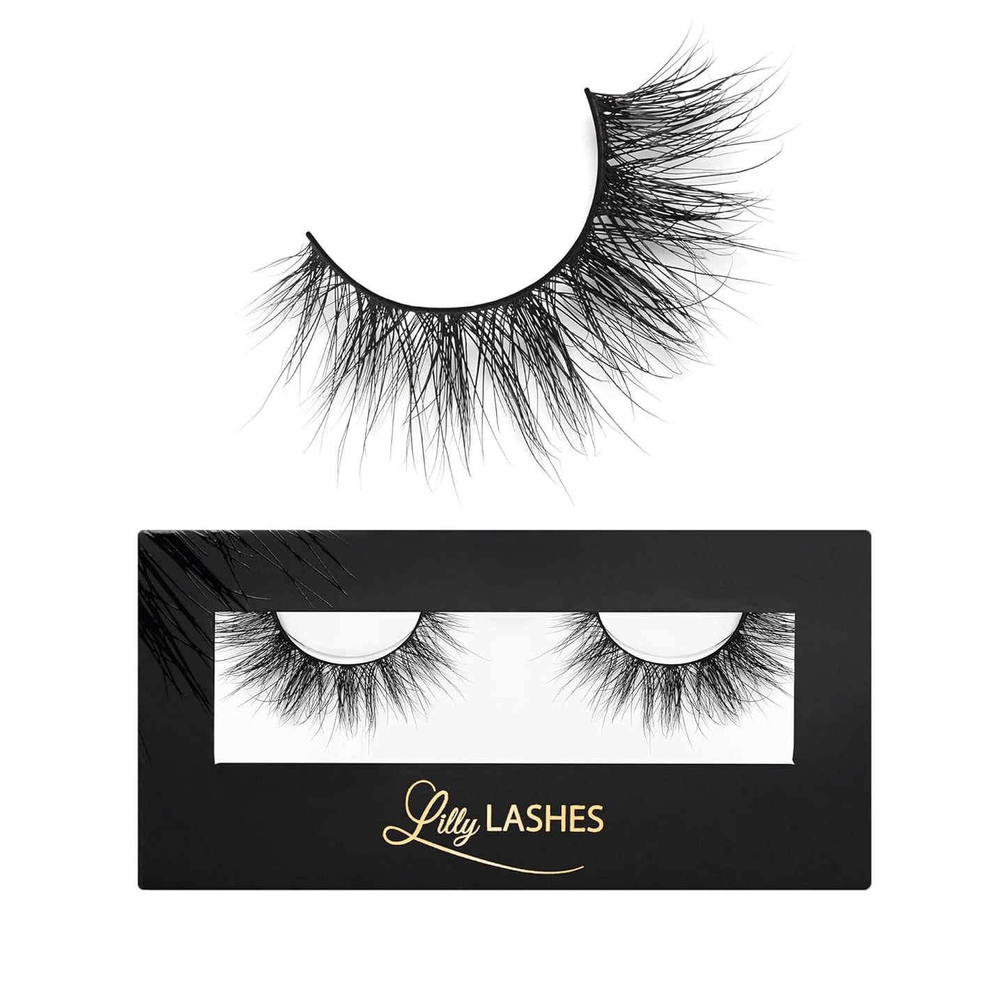 Lilly Lashes 3D Mink Eyelashes - Wispy & Natural Look, Reusable Up to 25x | Fluffy Strip Lashes
