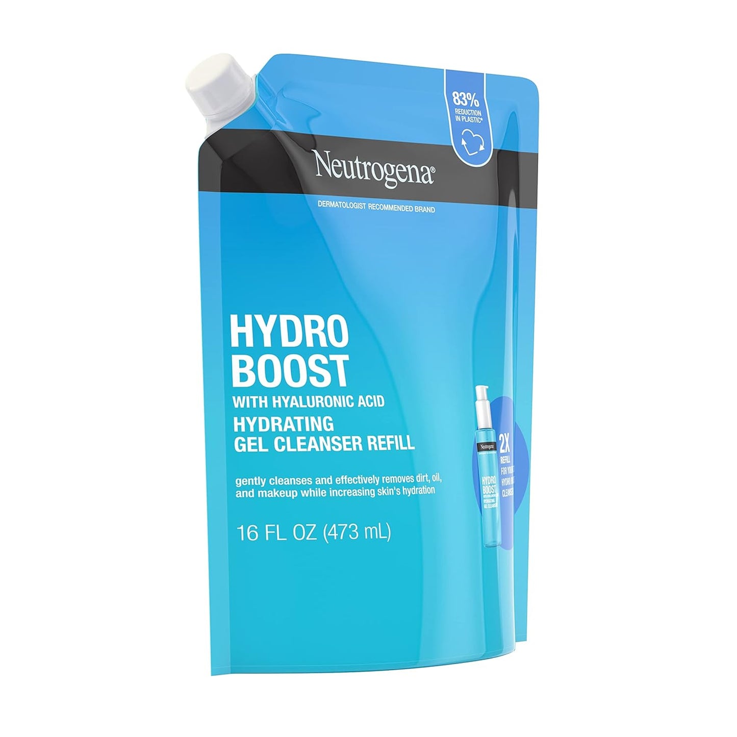 Neutrogena Hydro Boost Facial Cleansing Gel - Lightweight Hydrating Face Wash with Hyaluronic Acid | 16 fl. oz Refill Pouch