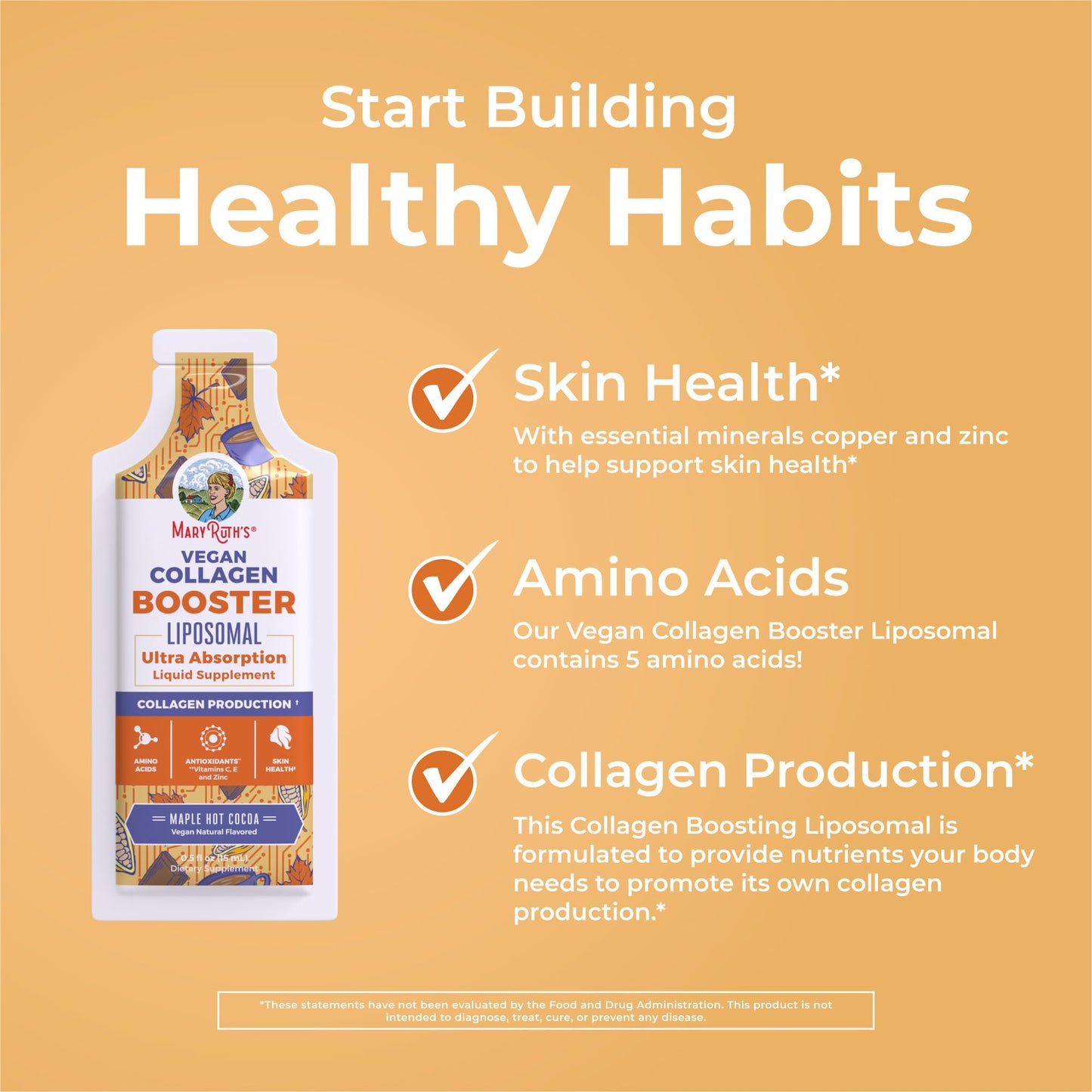 MaryRuth Organics Collagen Booster Liposomal | Sugar Free | Liquid Collagen Booster with Vit C, E, Zinc,Copper&Silica | Skin Care&Joint Support Supplement | Vegan | Non-GMO | Gluten Free | 14 Serving