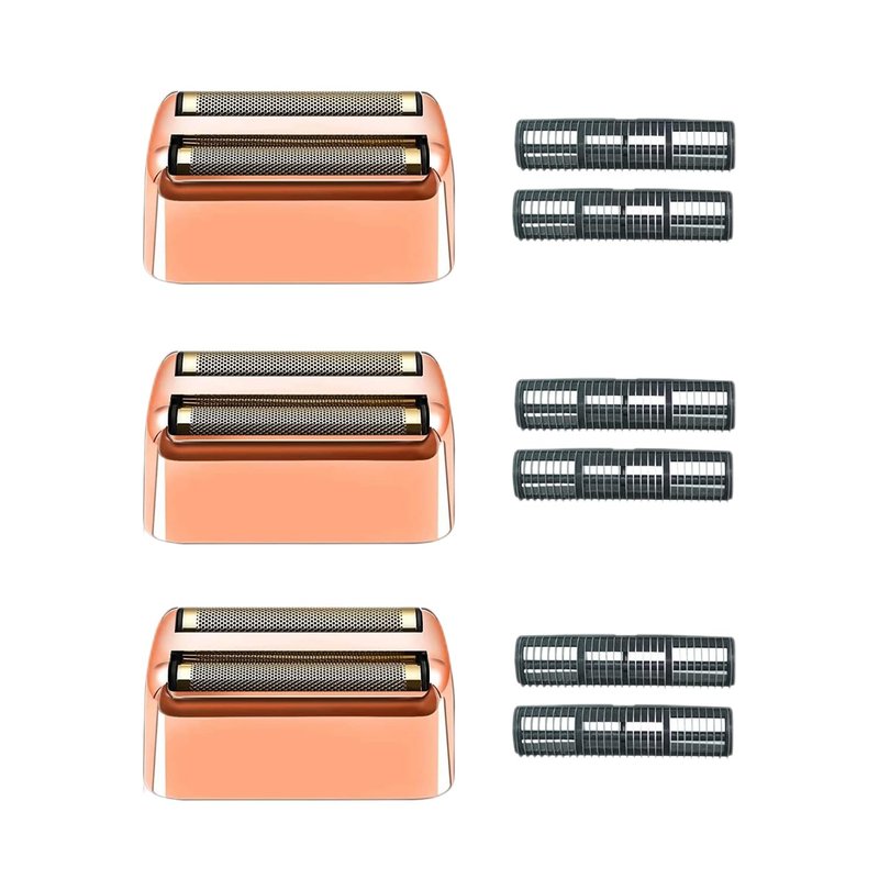 3 pack Professional Replacement Foil and Cutters for BaBylissPRO Barberology Double Foil Shaver, Compatible with BaBylissPRO Barberology FXFS2 Shaver，GoldRose Gold