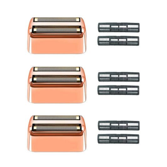 3 pack Professional Replacement Foil and Cutters for BaBylissPRO Barberology Double Foil Shaver, Compatible with BaBylissPRO Barberology FXFS2 Shaver，GoldRose Gold
