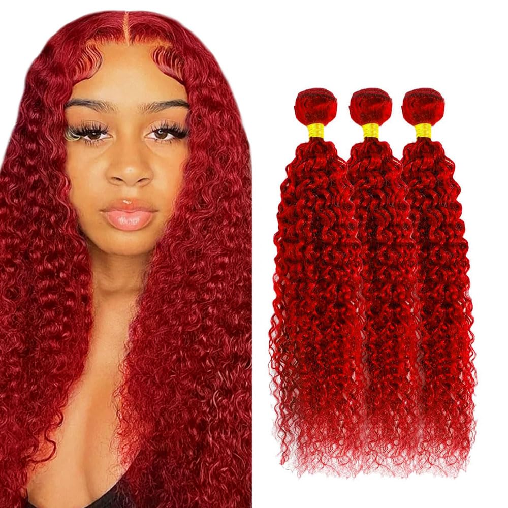 Red Bundles Human Hair Water Wave Bundles 14 16 18 Inch 3 Bundle Unprocessed Brazilian Virgin Hair Burgundy Water Wave Human Hair Extensions 50 Gram Per Bundle