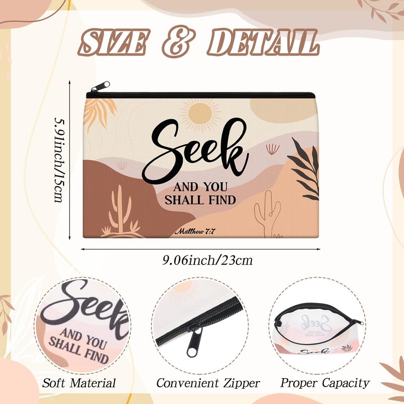 Moinchore 36 Pcs Christian Gifts for Women Bulk Christian Makeup Bags Religious Keychain Bible Verse Pen Faith Inspirational Quotes Cosmetic Bag Pencil Pouch for Mother's Day Church Charity Supplies
