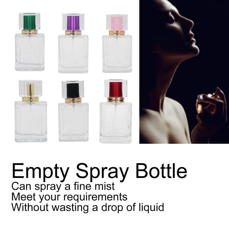 Sonew 6PCS 50ml Glass Spray Bottles, Refillable Perfume Bottles Perfume Mist Atomizer Dispenser Empty Bottle, Clear Glass Empty Spray Container for Home Travel and Salon Use