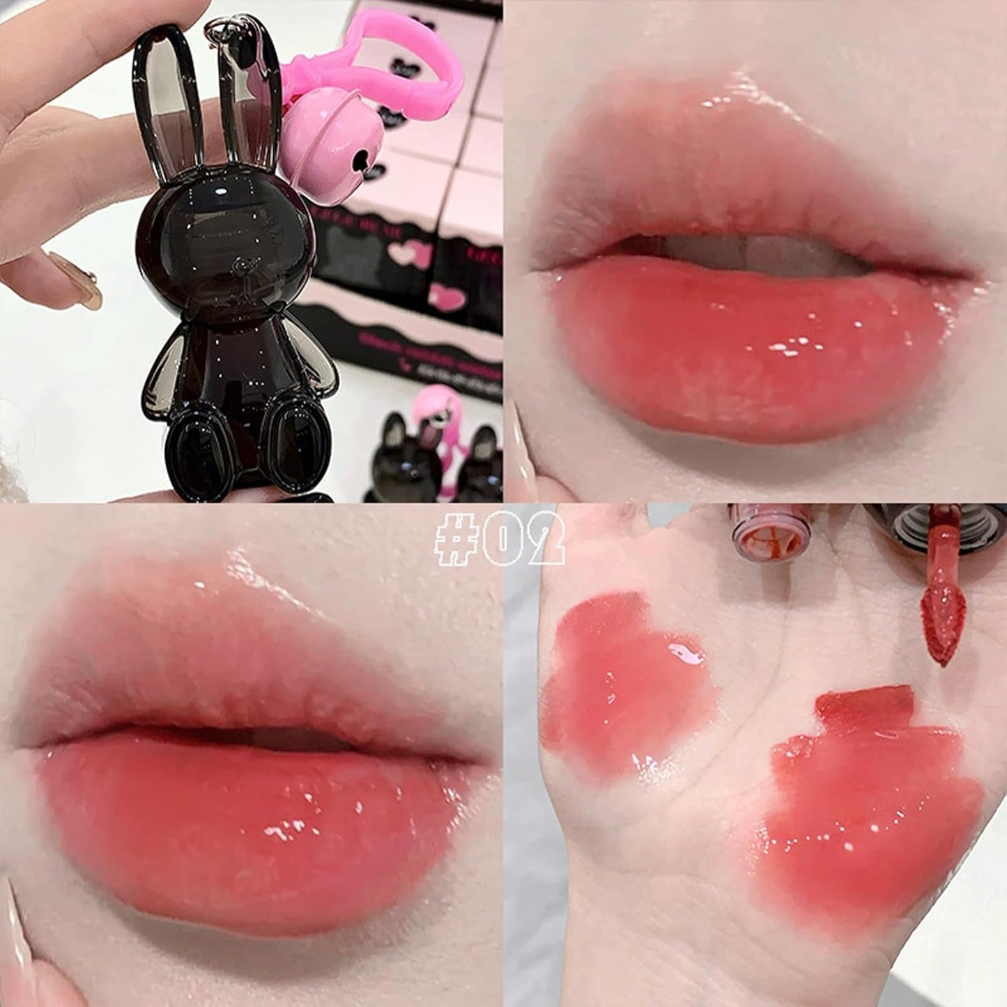 Bunny Hydrating Lip Gloss Set - 3Pcs Jelly Liquid Lipsticks | Moisturizing & Plumping Shine for Women