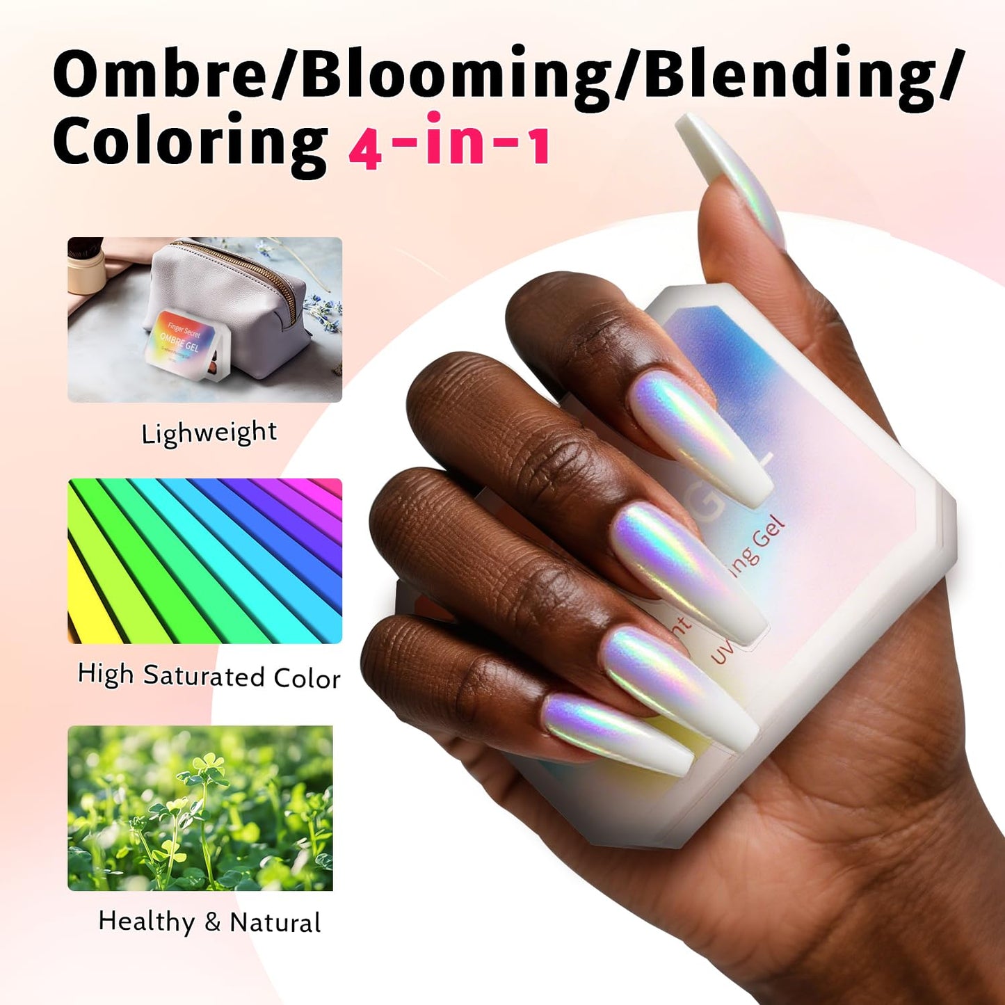 Ombre Nail Gel Set - 9 Colors Sponge Pat Paint for Floral Nail Art, No Wipe, UV/LED Curing