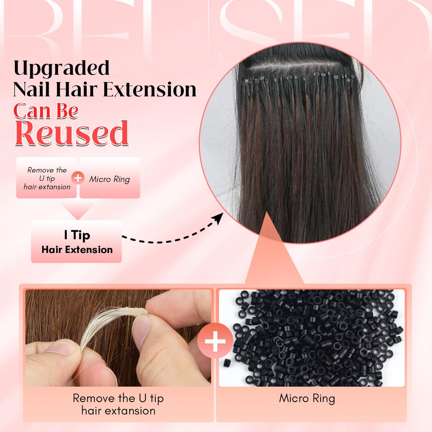 S-noilite U Tip Hair Extensions 100% Real Remy Human Hair Upgraded Micro Ring K Tip Extensions Pre Bonded Keratin Hair Extensions 50g/50 Stands 14 Inch Golden Brown Highlighted Bleach Blonde