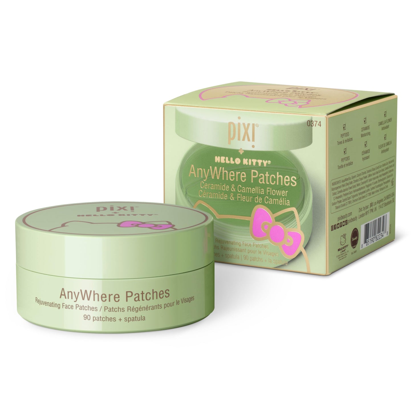Pixi + Hello Kitty AnyWhere Multipurpose Hydrogel Patches, Hyaluronic, Caffeine & Retinol For Under Eyes, Revitalize Eye Area, 45 pairs / 90 Patches