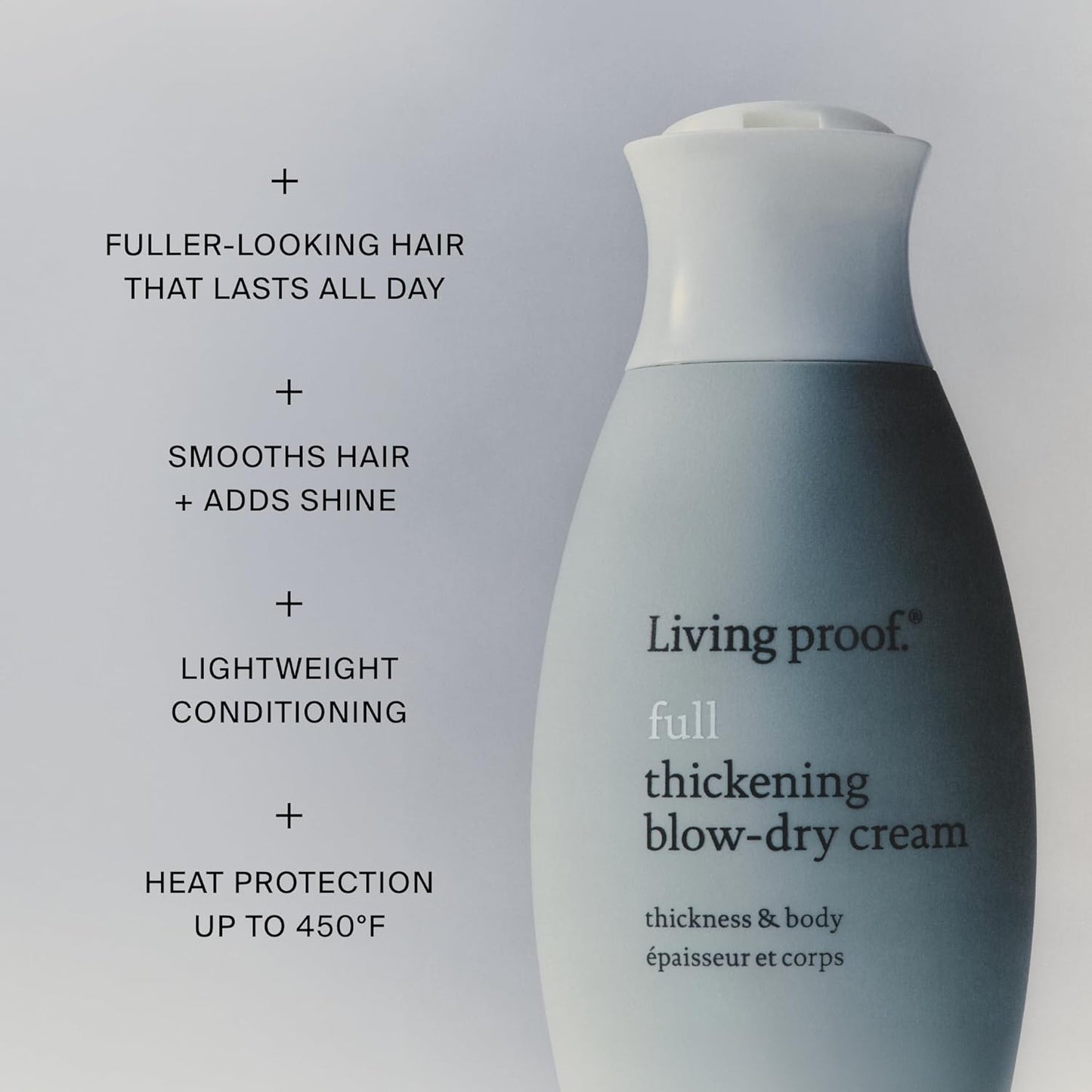 Living Proof Full Thickening Blow-Dry Cream - Lightweight Conditioning & Heat Protection for Fine Hair | All-Day Fullness & Shine
