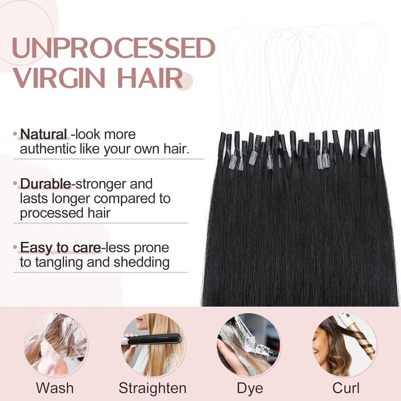 U Tip Hair Extensions - Human Hair Keratin Bonded for Silky Straight Highlights | 50 Strands, 50g, 14” Jet Black