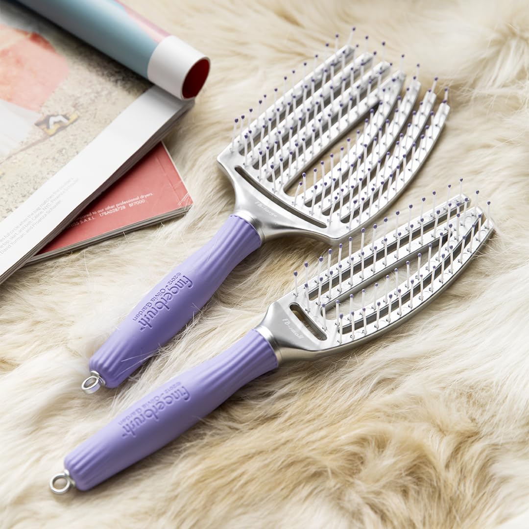Olivia Garden Fingerbrush Curved and Vented Paddle Brush for Blow Drying - Ideal for Styling and Detangling All Hair Types - Scalp Massager Brush, Large
