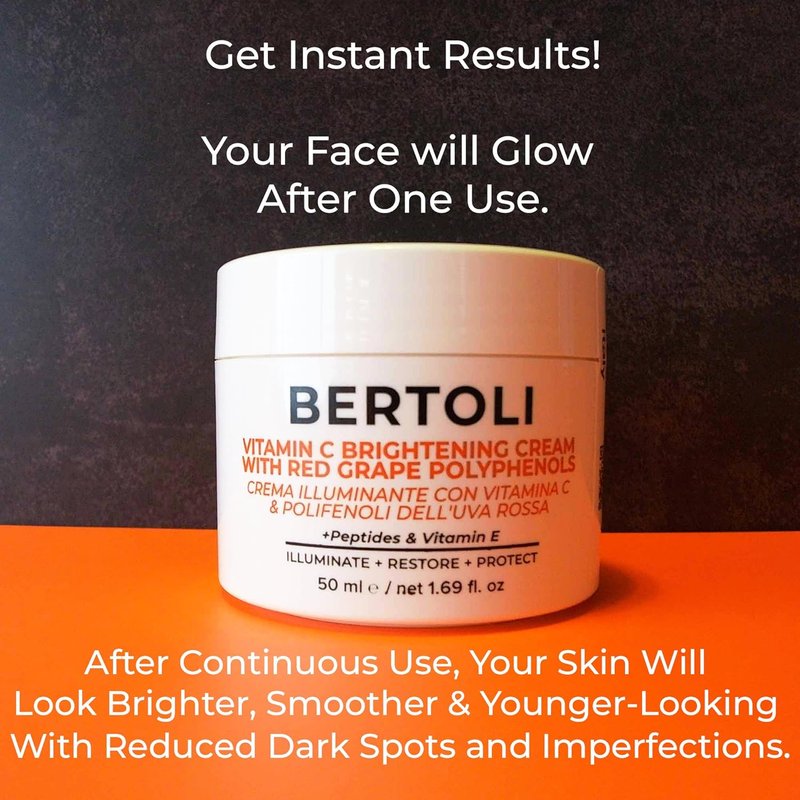 Brightening Cream - Polyphenol Moisturizer with Peptides, Hyaluronic Acid & Vitamin C | Italian Skincare | Vegan