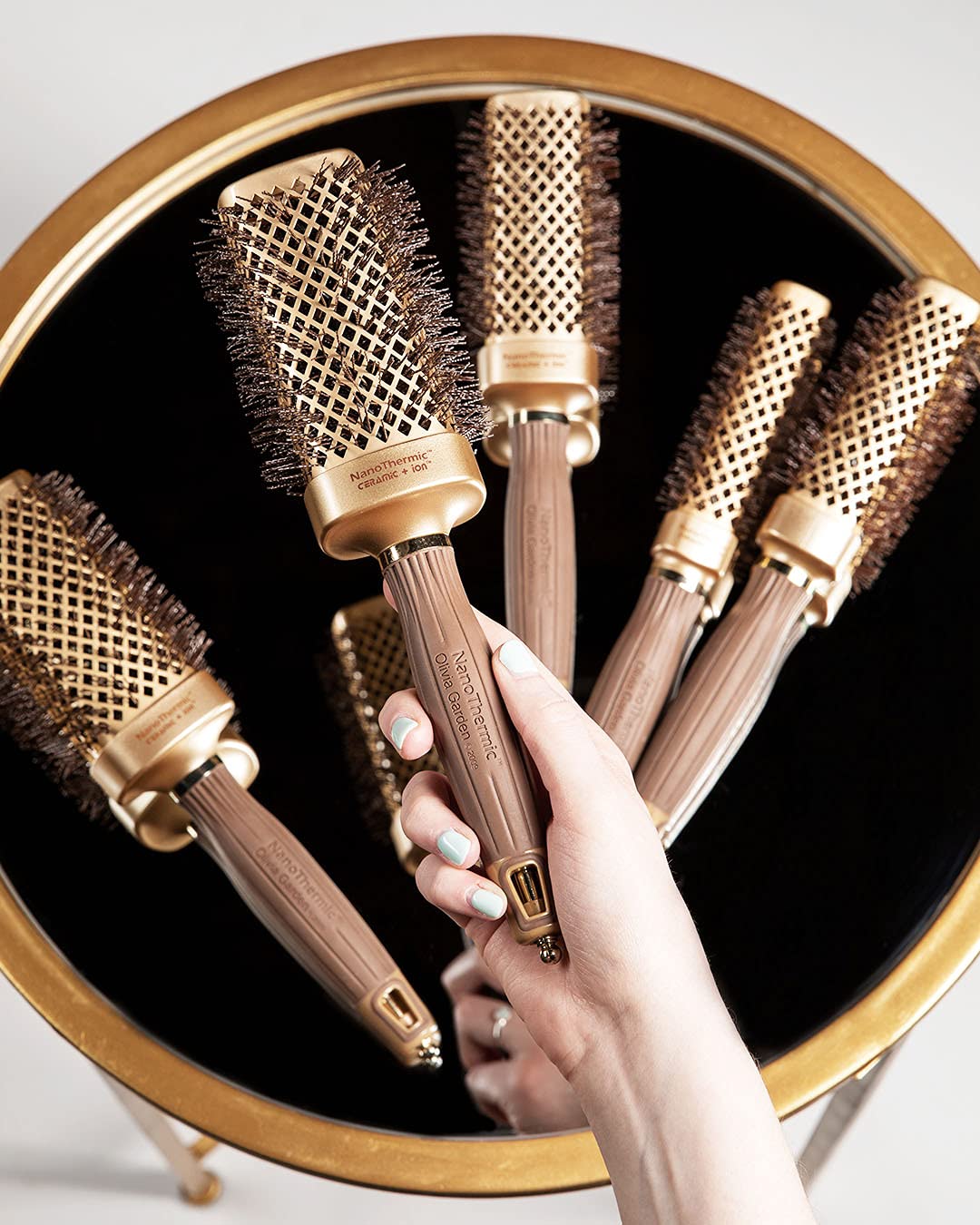 Olivia Garden NanoThermic Ceramic + Ion Square Shaper Thermal Hair Brush - Not Electrical - Professional Blowout Brush for Normal to Thick Hair - 1.125"-Diameter Barrel - NT-S30