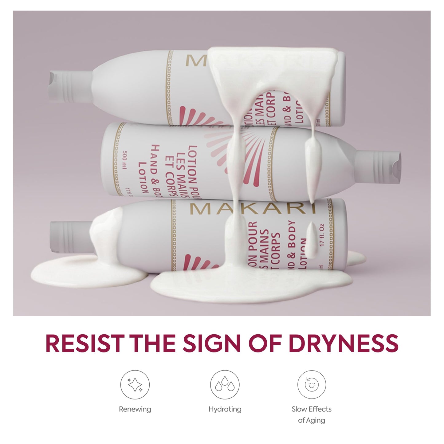 Makari Voile de Corps Hand & Body Lotion (17 fl oz) | Lightweight Moisturizing Lotion with Hyaluronic Acid & Caffeine | Smooth, Soft Feel | Fast-Absorbing, Non-Greasy Formula for Daily Use