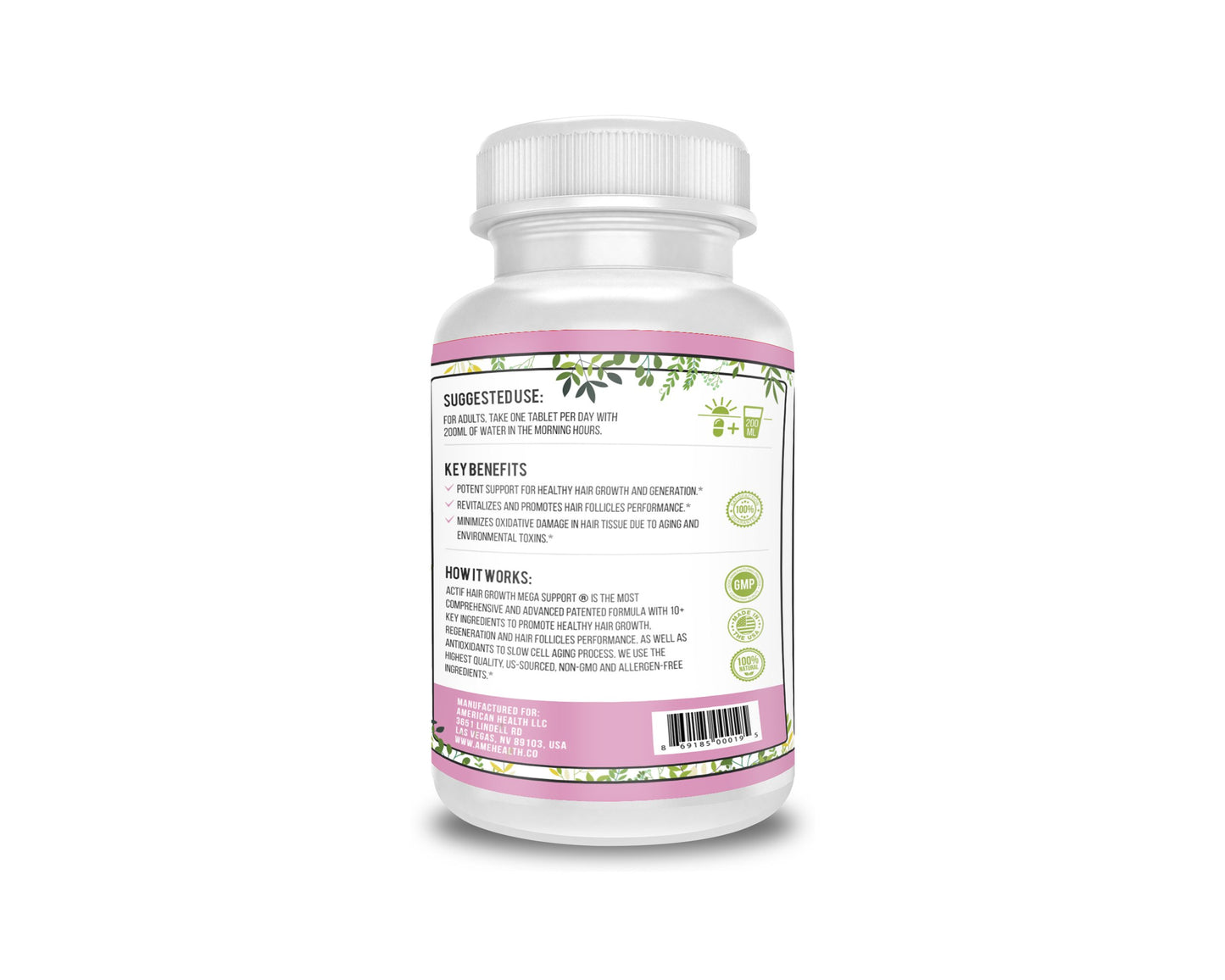 ACTIF Hair Growth for Women with 10+ Advanced Factors, Non-GMO, Stops 99% Hair Loss, Made in USA, 60 Count