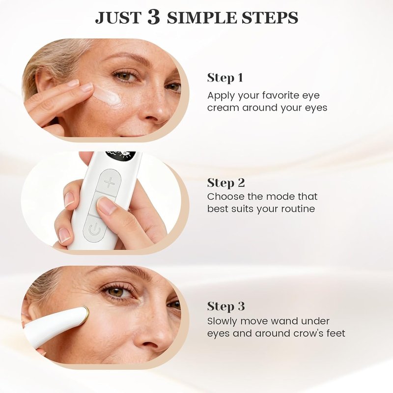 Eye Lift Wand - Temperature Control Eye Massager for Dark Circles & Puffiness | White