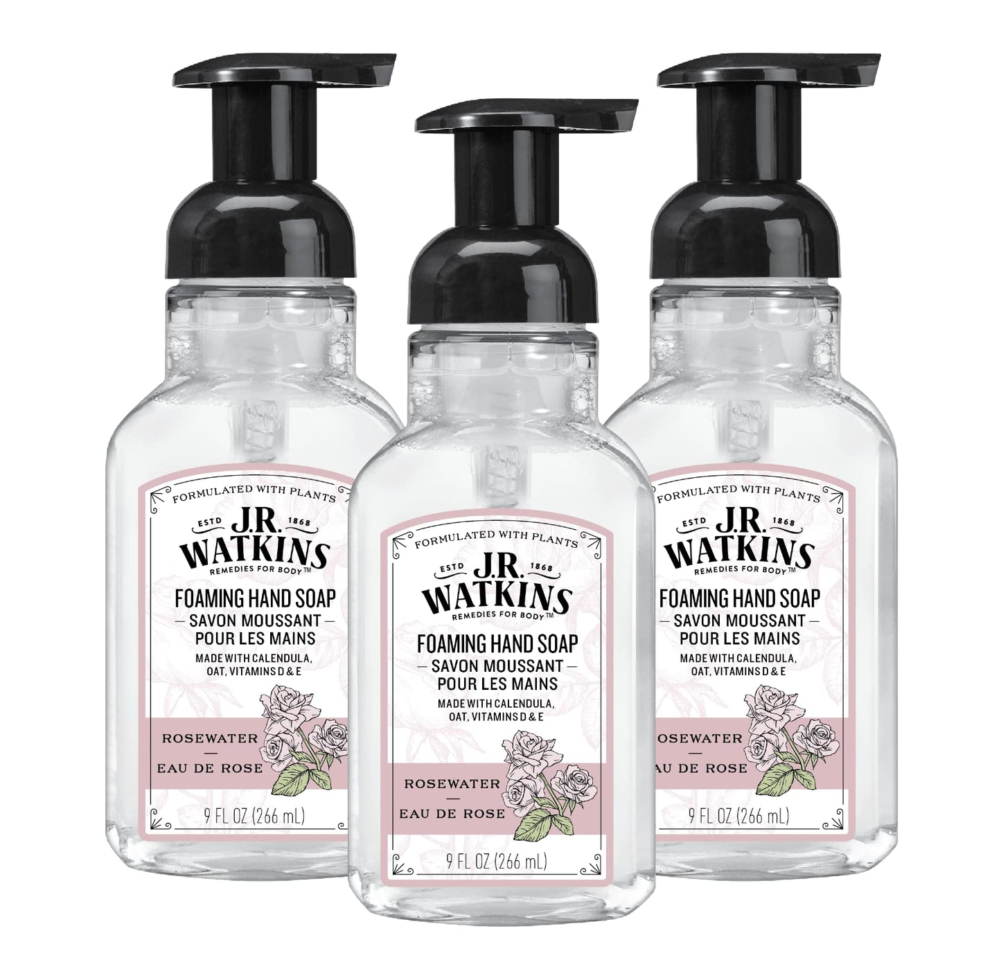 J.R. Watkins Foaming Hand Soap with Pump Dispenser, Moisturizing Foam Hand Wash, All Natural & Foaming Hand Soap with Pump Dispenser, Moisturizing Foam Hand Wash, All Natural