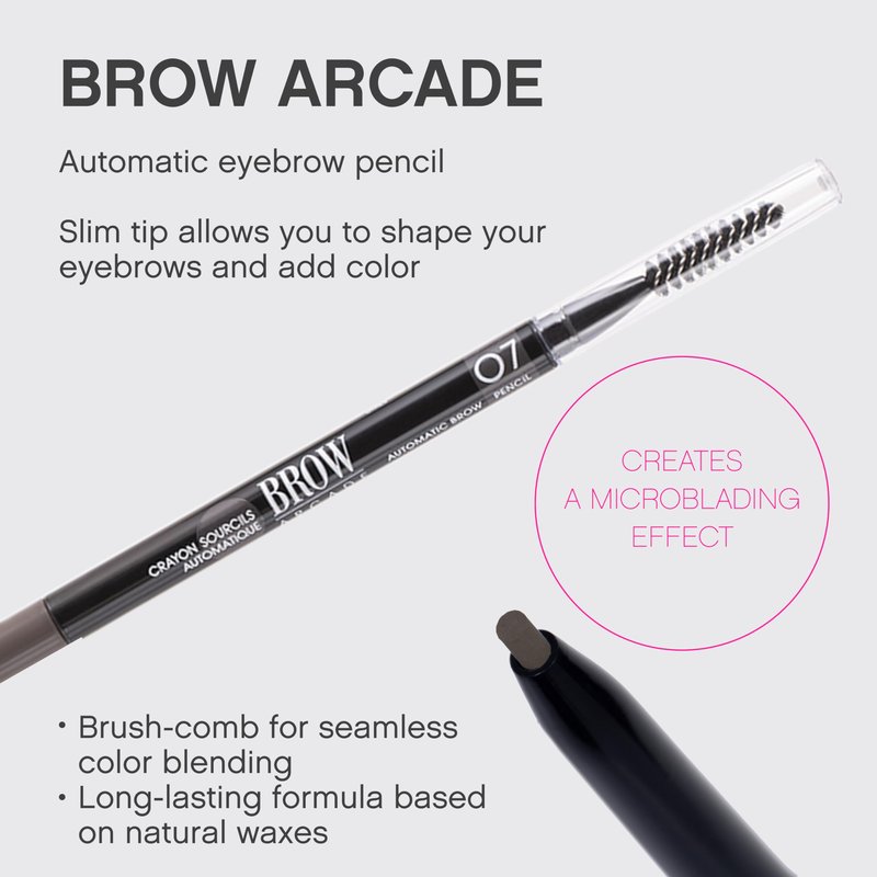 Vivienne Sabó Brow Arcade Eyebrow Pencil – Micro Definer with Brush for Cool-Toned Hair, Smudge-Proof Color and Longwear Shape Enhancement, Shade 07 Ash Brown, 0.035 oz