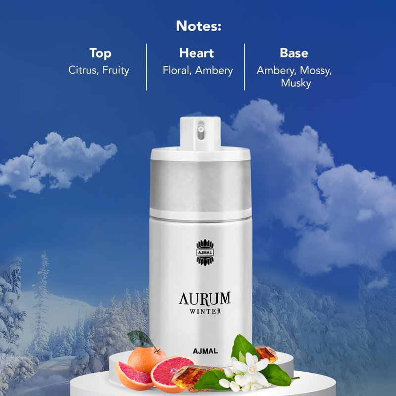 Ajmal Aurum Winter Eau de Parfum for Women, 2.5 fl oz / 75 ml, Warm Floral Sweet Winter Fragrance, Long Lasting Women’s Perfume, Made in Dubai