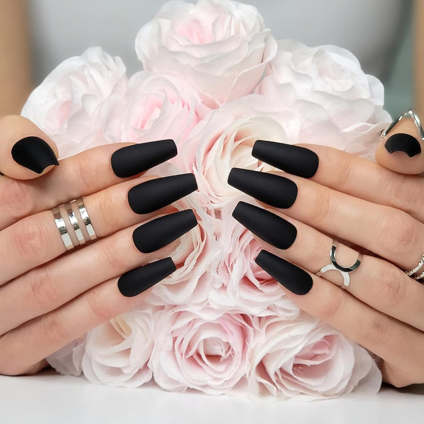 Press On Nails - Maroon Xtreme & Noir Matte Coffin | Trendy, Salon-Quality Reusable Nail Kit