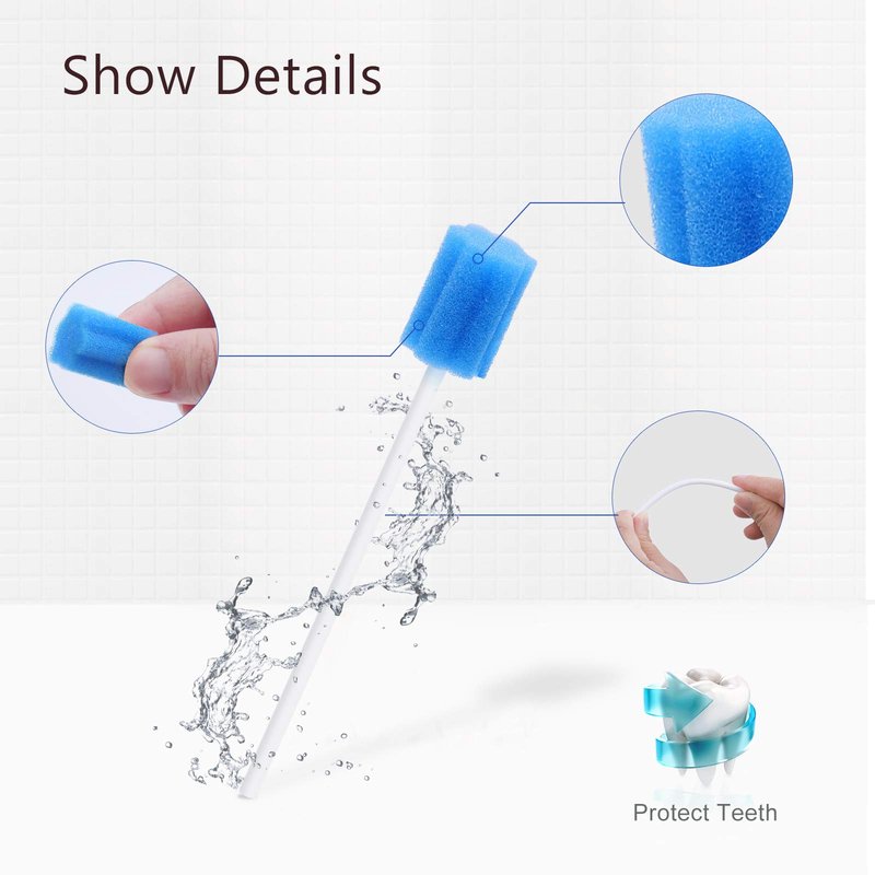 Disposable Oral Swabs ,Mouth Cleaning Sponge,Individually Wrapped oral care for elderly and pets(250pcs, blue, plum flower shape)