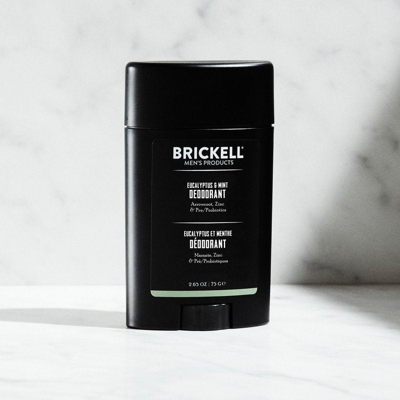 Brickell Men's Products Deodorant For Men, Aluminum, Alcohol, and Baking Soda Free, With Arrow Root Powder, Olive Oil, and Inulin, 2.65 Ounce, Eucalyptus & Mint
