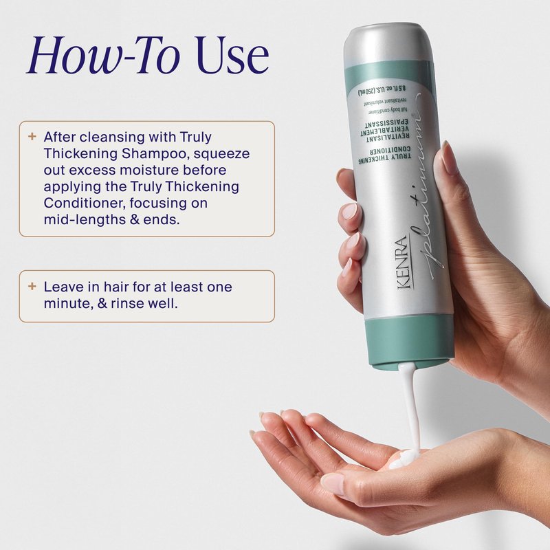 Kenra Platinum Truly Thickening Conditioner | Volumizing + Fuller-Looking Hair | Adds Body | Lightweight | for Fine & Thin Hair | Sulfate Free | Color Safe 8.5oz