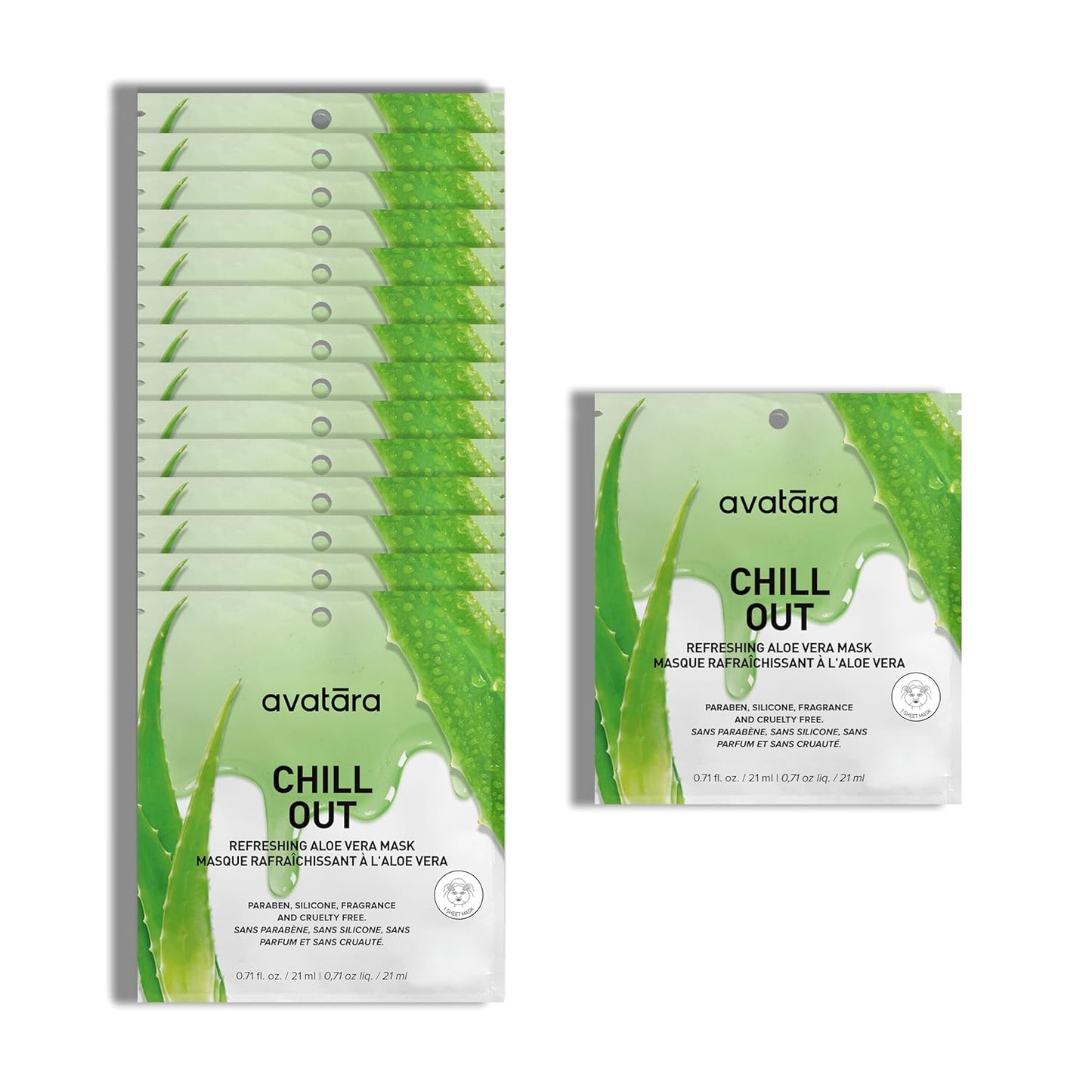 Chill Out Face Masks - Hydrating Aloe Vera for Soothing Skin | 15 Sheets, Unisex
