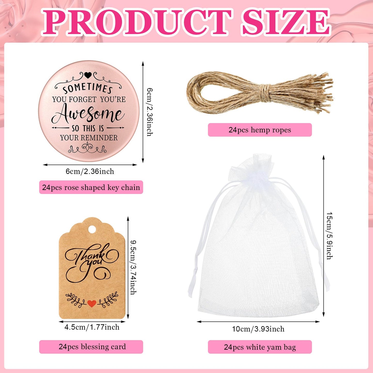 Soaoo 24 Set Inspirational Compact Mirror Bulk Metal Round Shell Sometimes You Forget Your Awesome Gifts for Women Appreciation Double-Sided Purse Mirrors Employee Coworker Wedding Gift