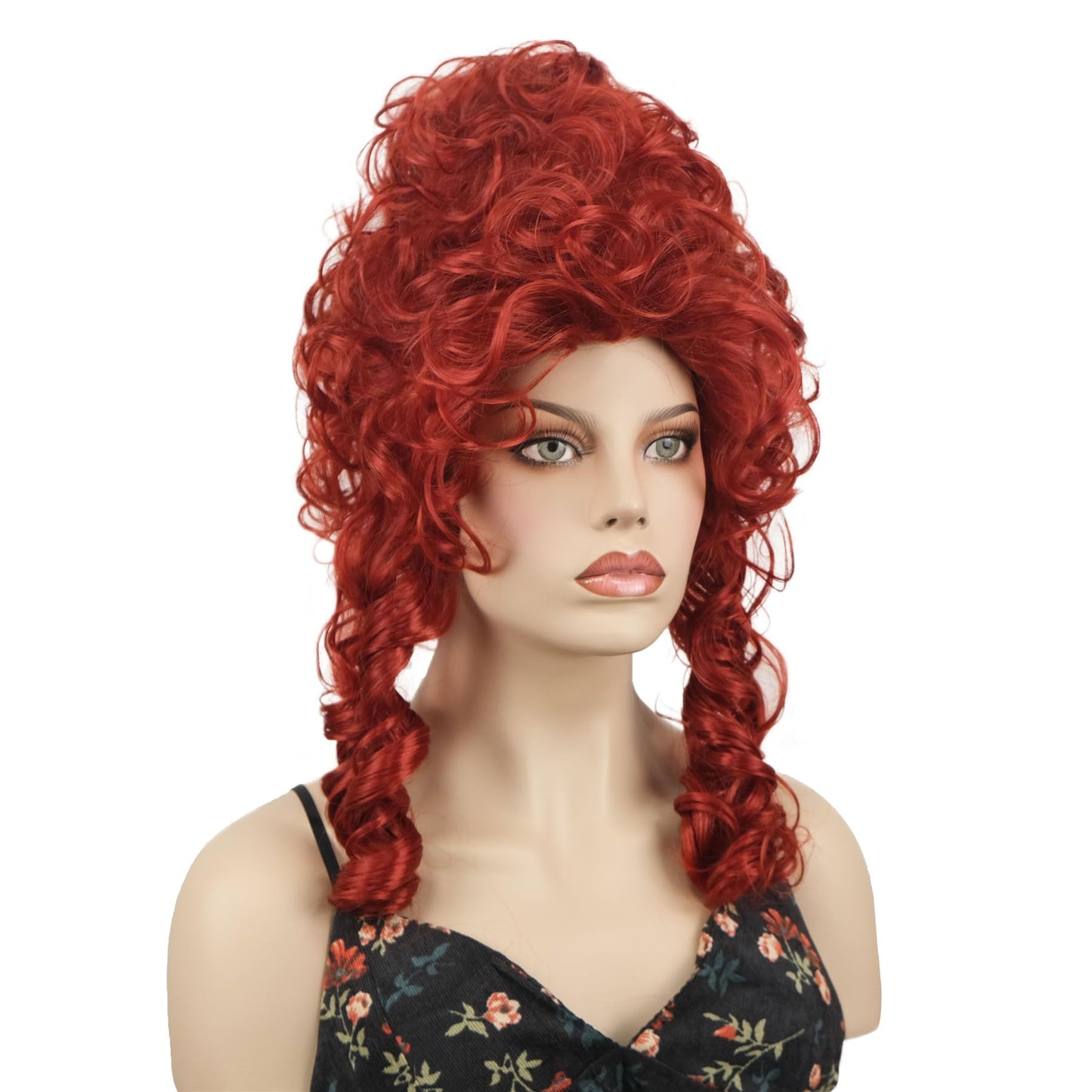 Aimole Red Curly Wigs for Women Beehive Wig Vintage Queen Halloween Costume Cosplay Party Hair