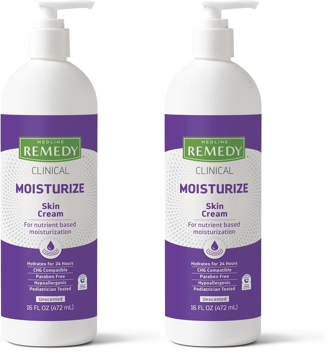 Medline Remedy Nourishing Skin Cream - Paraben-Free Unscented Moisturizer | 16 Fl Oz (Pack of 2)
