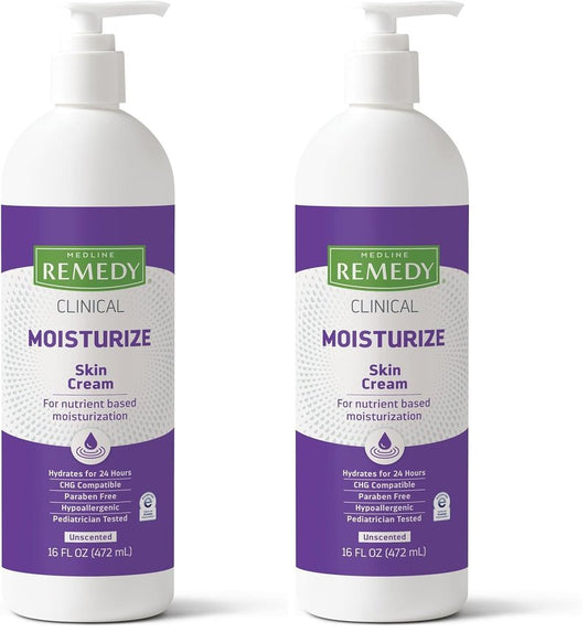 Medline Remedy Nourishing Skin Cream - Paraben-Free Unscented Moisturizer | 16 Fl Oz (Pack of 2)