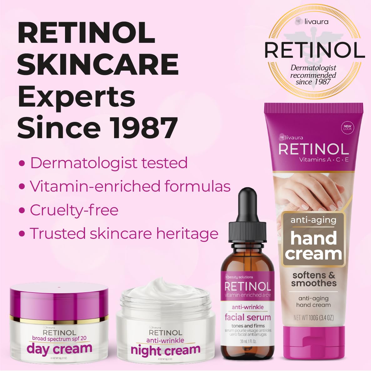 LIVAURA Retinol Hand Cream for Women - Anti-Aging Lotion for Dry Hands