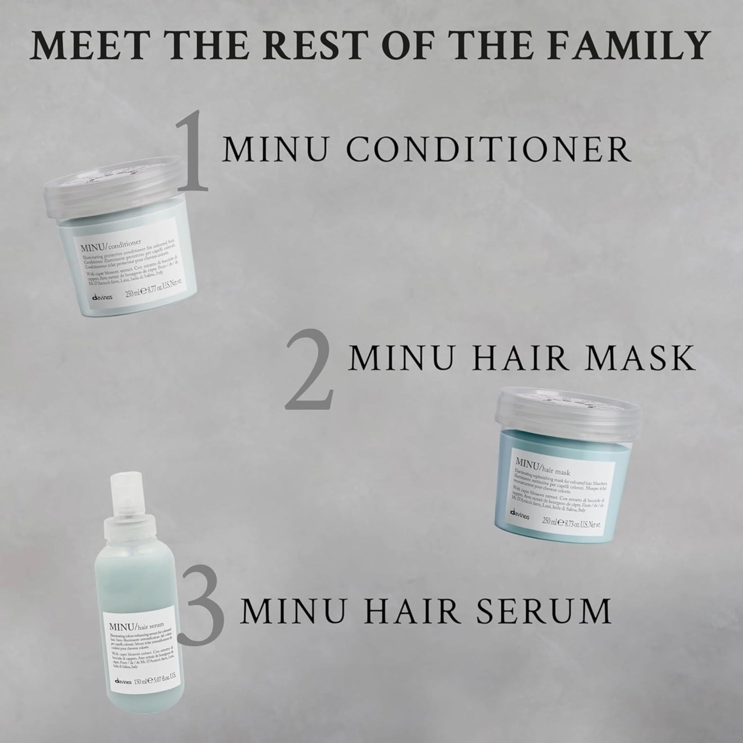 Davines MINU Protective Shampoo & Conditioner for Color Treated Hair, Adds Shine, Detangles, Keeps Hiar Bright & Shiny, Color Retention, Travel Set