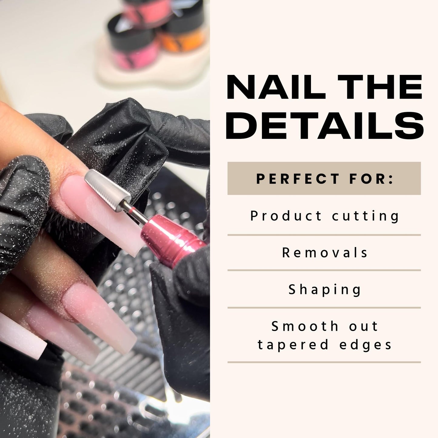 V Beauty Pure 5-in-1 Professional Nail Drill Bits (Fine) - Electric Nail Drill Kit for Manicure, Pedicure & 3D Art - Portable EFile Nail Tech Drill Bits for Nail Technicians, Salon & Home DIY