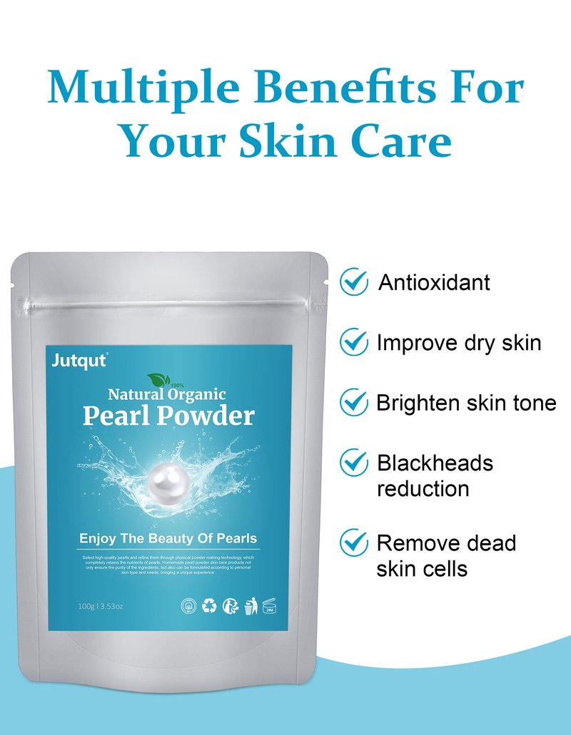 Jutqut 2PCS Freshwater Pearl Powder Organic, 100% Natural Pearl Powder, DIY Skincare —DIY Antioxidant, Deep Cleansing, Pore-Shrinking, Anti-Aging Mask