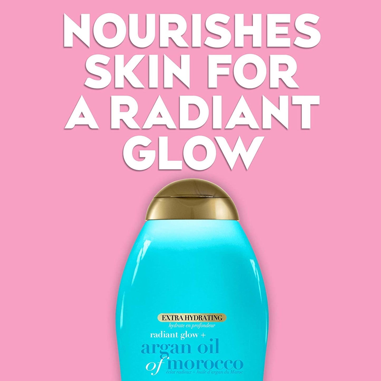 OGX Radiant Glow + Argan Oil of Morocco Extra Hydrating Body Lotion for Dry Skin, Nourishing Creamy Body & Hand Cream for Silky Soft Skin, Paraben-Free, Sulfated-Surfactants Free, 19.5 Ounce