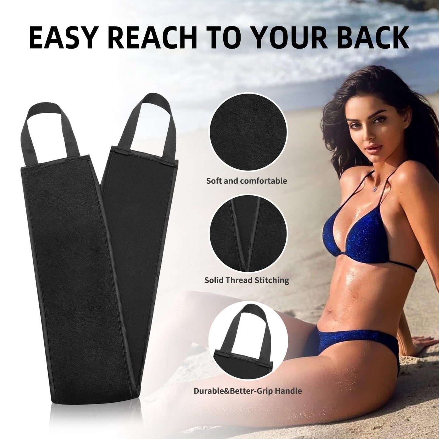 FUNAN Self Tanning Application Kit, 4-Piece Set with Back Applicator, Mini Mitt, Tanning Mitts and Ultra Soft Self Tanner Brush Bamboo Kabuki Brush, Black