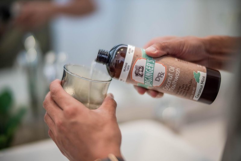 Dr. Ginger’s Coconut Oil Pulling Mouthwash - Alcohol Free, Mint Flavor | 14 fl oz, 2-Pack - Fluoride Free, All-Natural with Xylitol