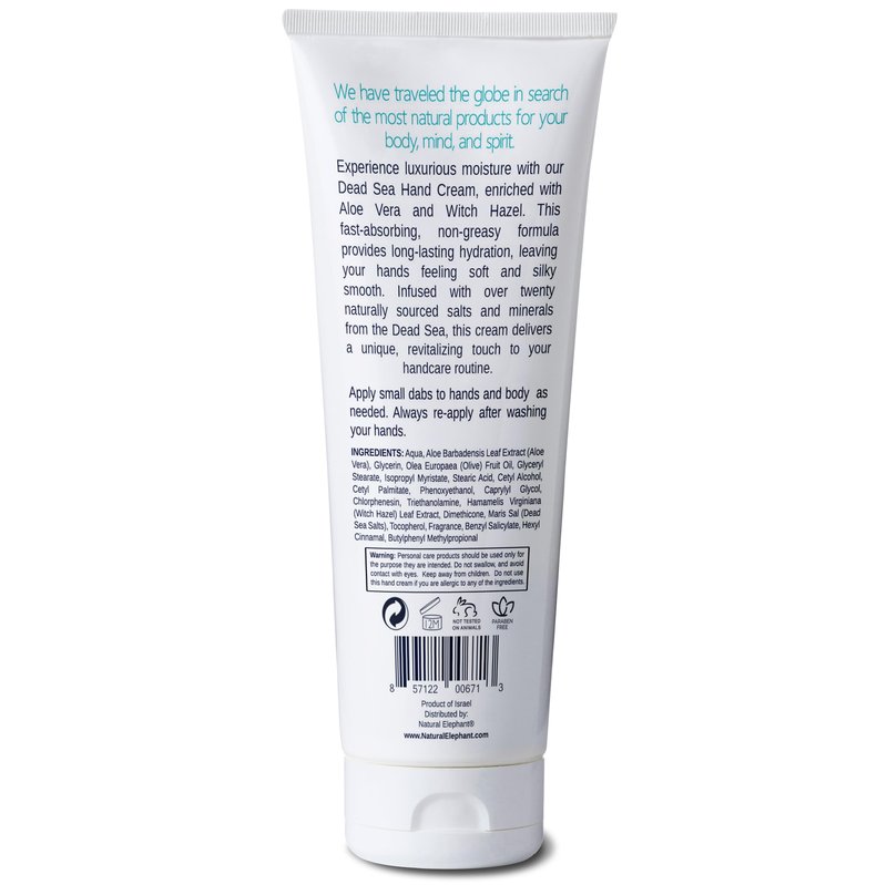 Natural Elephant Dead Sea Soothing Hand Cream with Dead Sea Minerals 3.4 fl oz (Pack of 5)